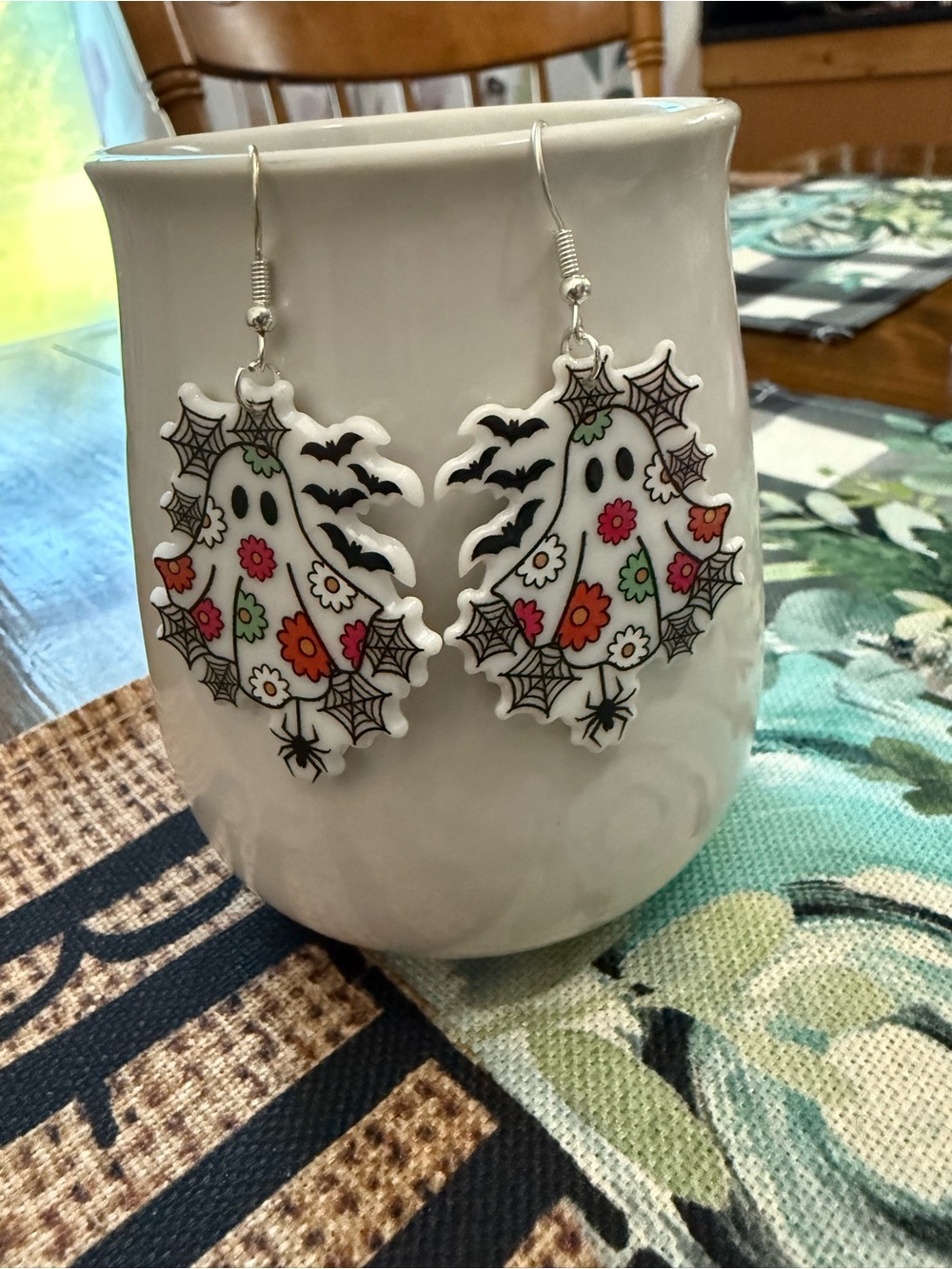 Festive Ghost π» Dangle Earrings - Picture 2 of 3
